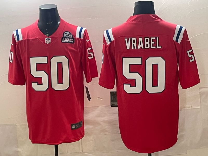 Men 2026 New England Patriots #50 Vrabel Red Limited Nike NFL Jersey style 02->ncaa teams->NCAA Jersey